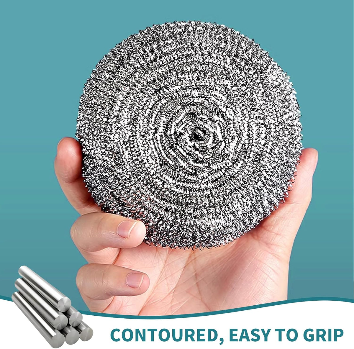 12Pcs Steel Wool Scrubber Pads for Cleaning Dishes, Pans, Pots, Ovens, Grills, Sinks - Stainless Steel Scrubbers for Kitchen, 12 Pack