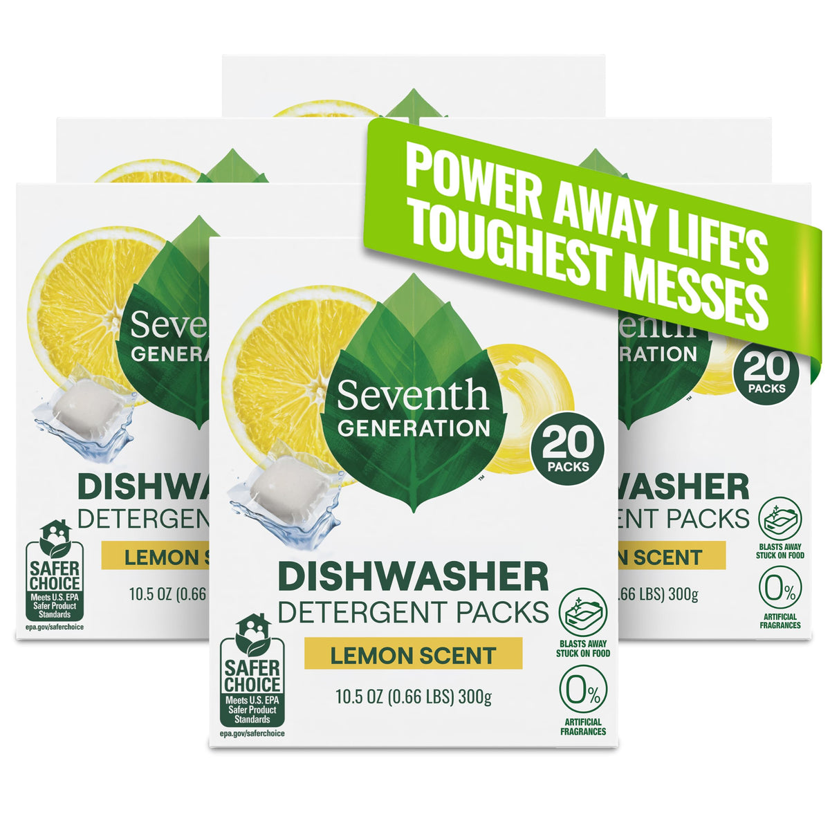 Seventh Generation Dishwasher Detergent Packs, Free & Clear, 45 Count, Pack of 2, Plant Powered Cleaning, Fights Greasy Reside & Stuck-On Food For Sparkling Dishes, Fragrance-Free & Septic Safe