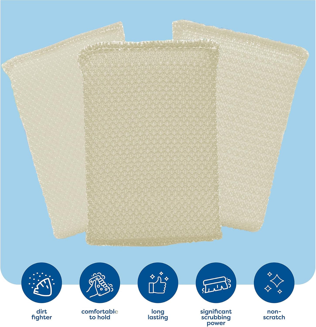 6 Scrub Sponges Kitchen By SCRUBIT, Multi-Purpose Scouring Pads, Non-Scratch Cleaning Sponges for Dishes, Pots & Non-Stick Cookware - Long Lasting Dish Scrubbers for Kitchen, Bathroom & More