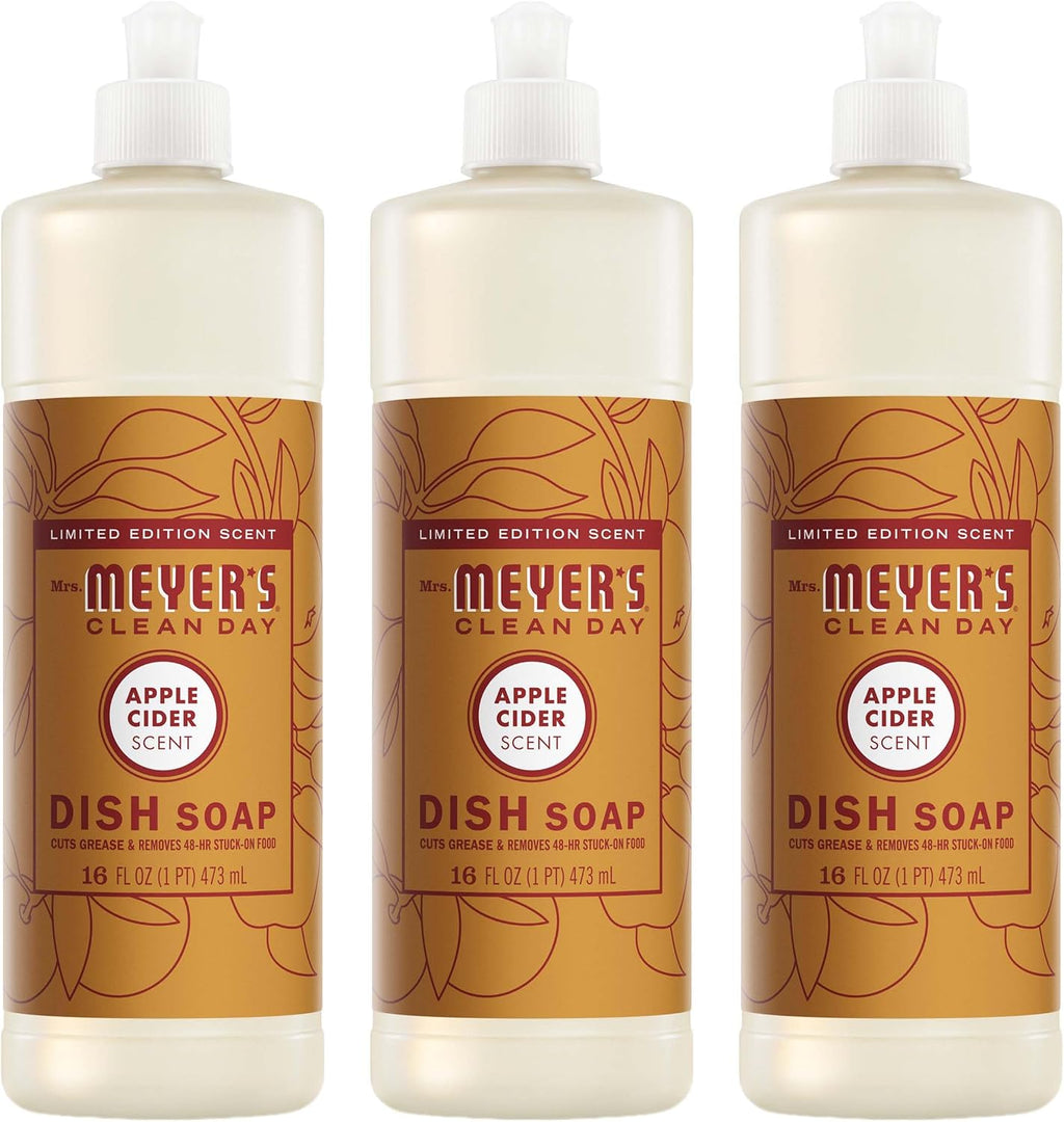 MRS. MEYER'S CLEAN DAY Liquid Dish Soap, Apple Cider, 16 fl oz, 3 Pack