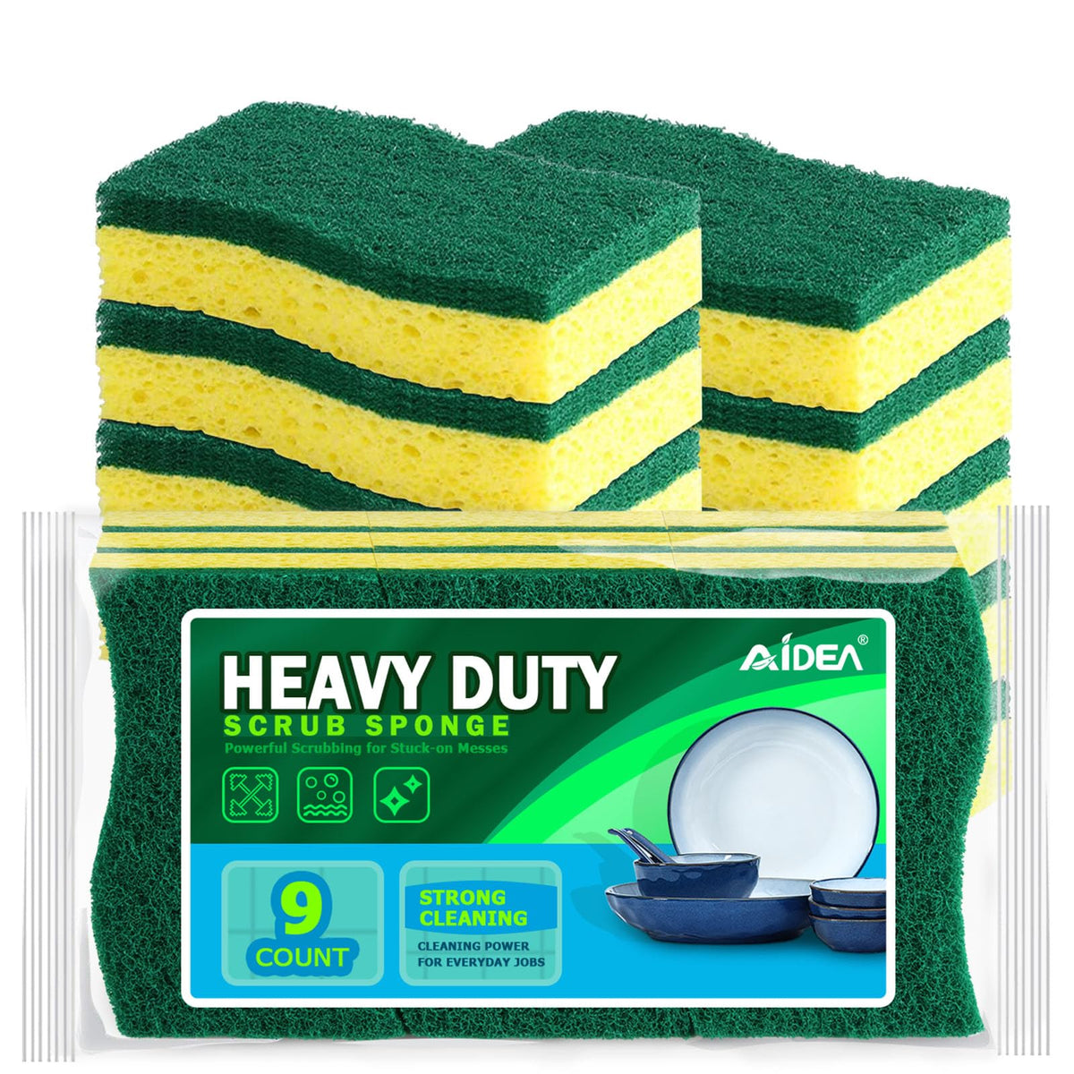 AIDEA Sponges Kitchen, Heavy Duty Scrub Sponge-24Count, Sponges for Dishes