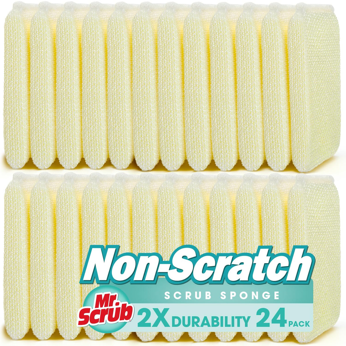 Mr. Scrub All-Purpose Sponges, Non Scratch, for Washing and Cleaning Dishes, Premium Scrub and Scrubbers, 12 Pads, Ideal for Kitchen, Bathroom