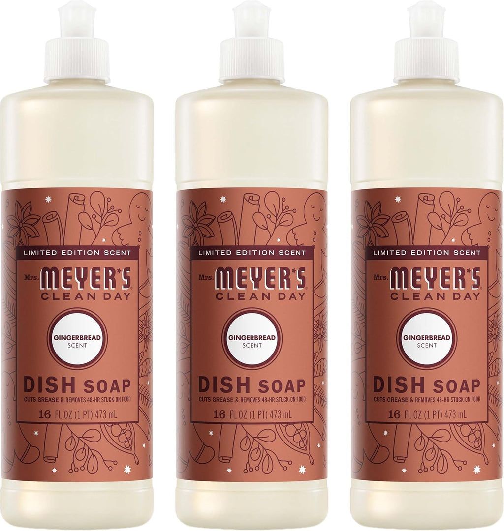 MRS. MEYER'S CLEAN DAY Liquid Dish Soap, Gingerbread, 16 fl oz, 3 Pack