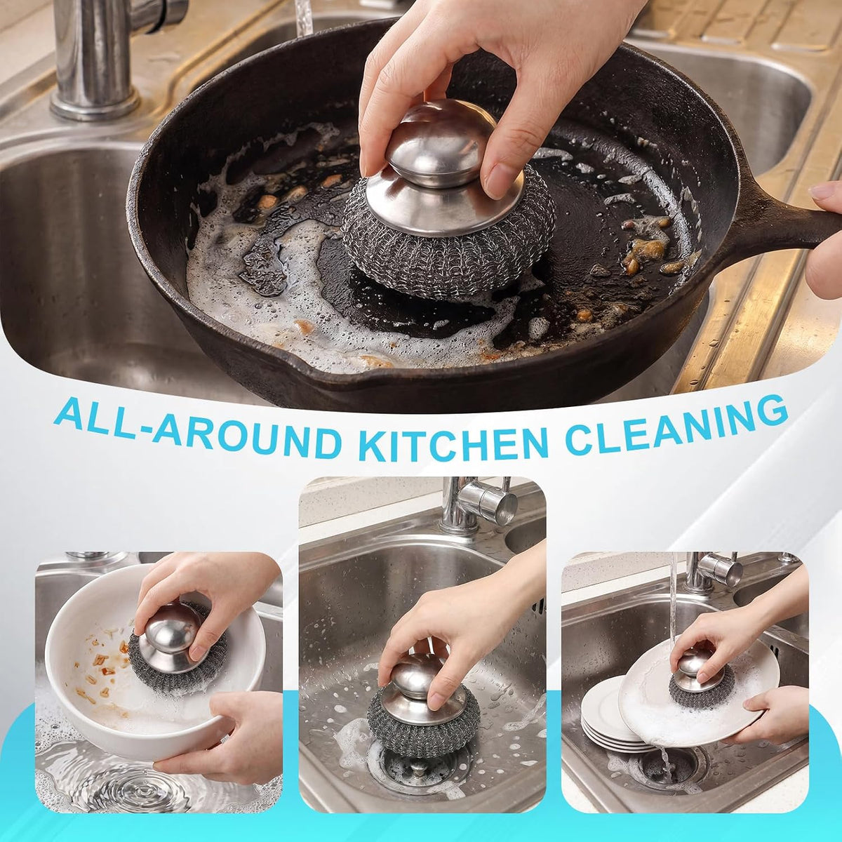 30 Pcs Kitchen Cleaning Set with Dish Sponge Cleaning Cloth Steel Scrubber
