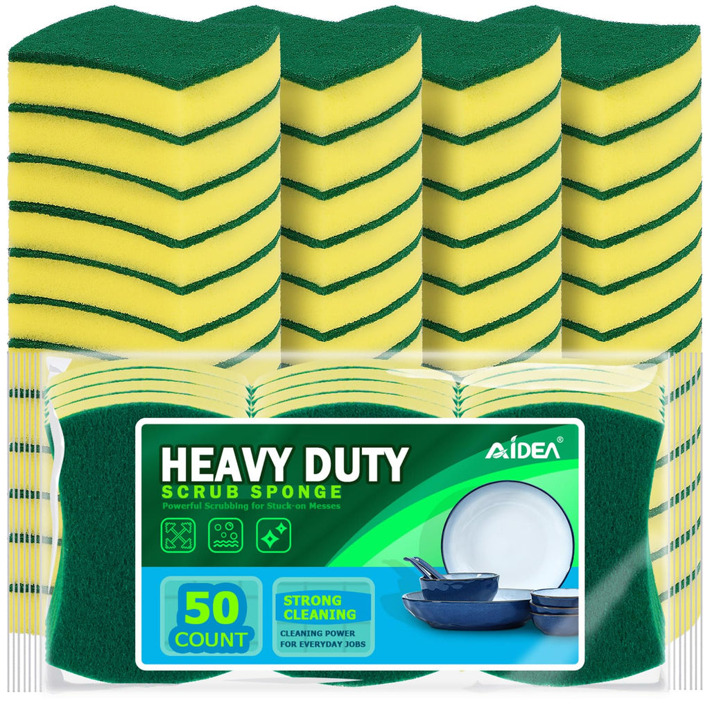 AIDEA Sponges Kitchen, 50 PK Heavy Duty Dish Sponge Kitchen, Scrub Sponges
