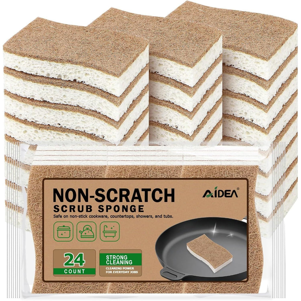 AIDEA Sponges Kitchen, 6Count, Heavy-Duty Scrub Sponges, Sponge for Dishes