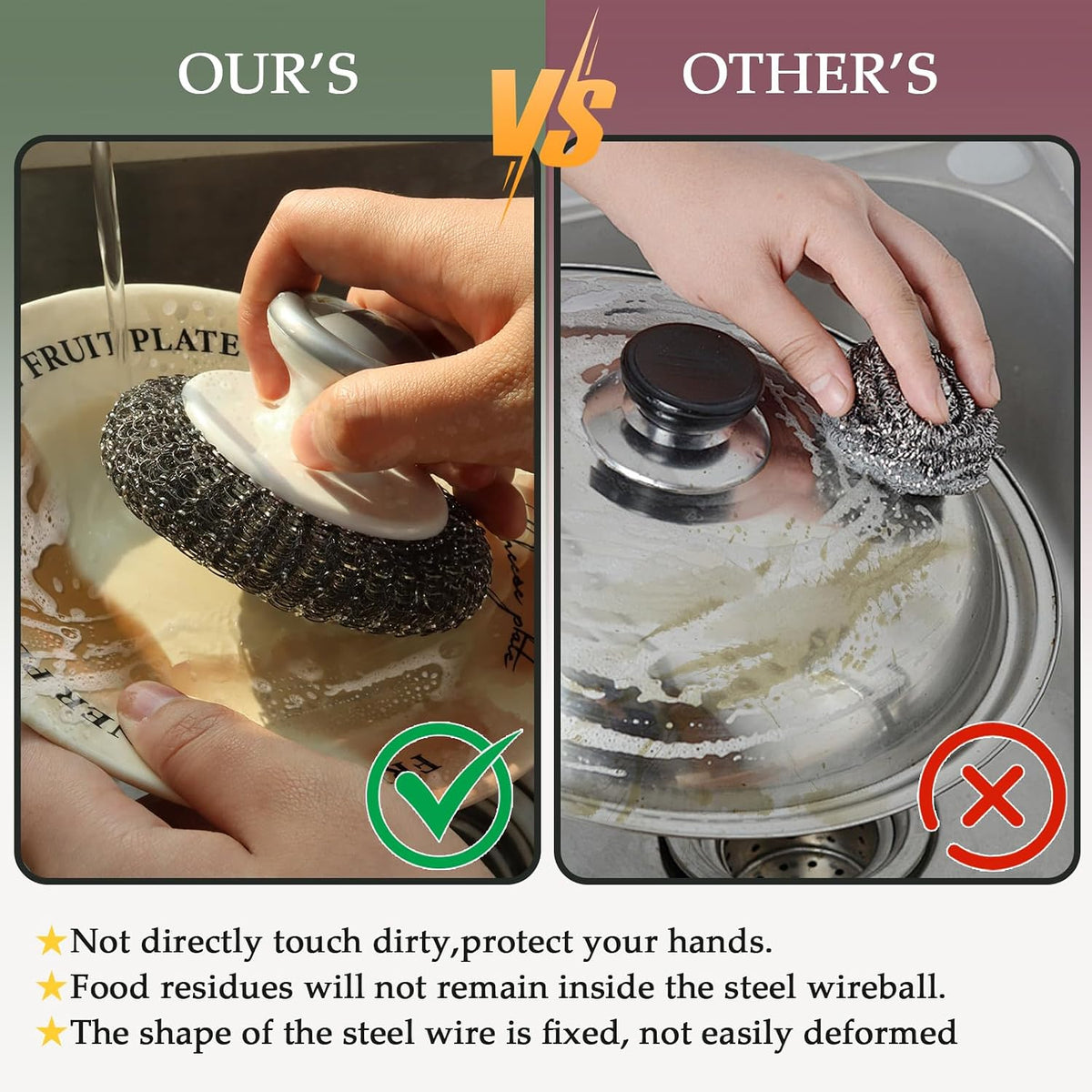 2 Pack Stainless Steel Wool Scrubber, Scrubbing Scouring Pad, Steel Wool Scrubber for Kitchens, Bathroom and Kitchen Pots, Pans, Sink(Grey)