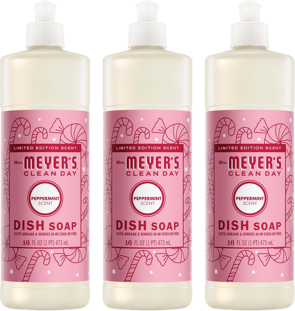 MRS. MEYER'S CLEAN DAY Liquid Dish Soap, Peppermint, 16 fl oz, 3 Pack