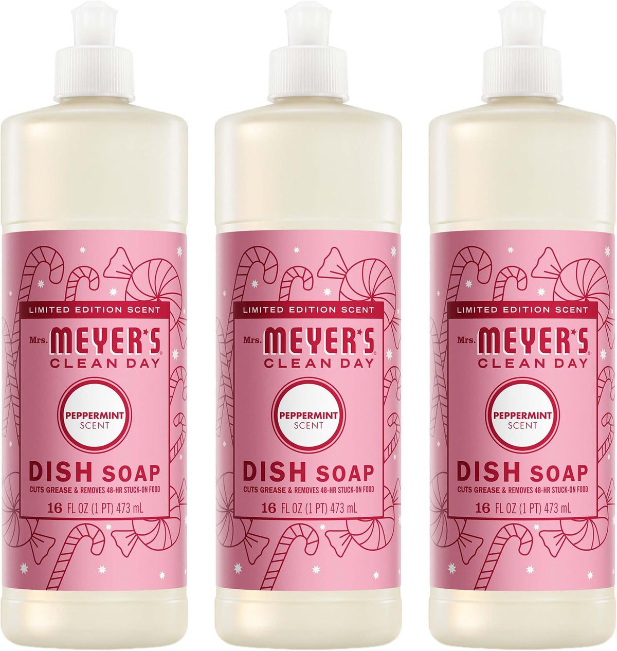 MRS. MEYER'S CLEAN DAY Liquid Dish Soap, Peppermint, 16 fl oz, 3 Pack