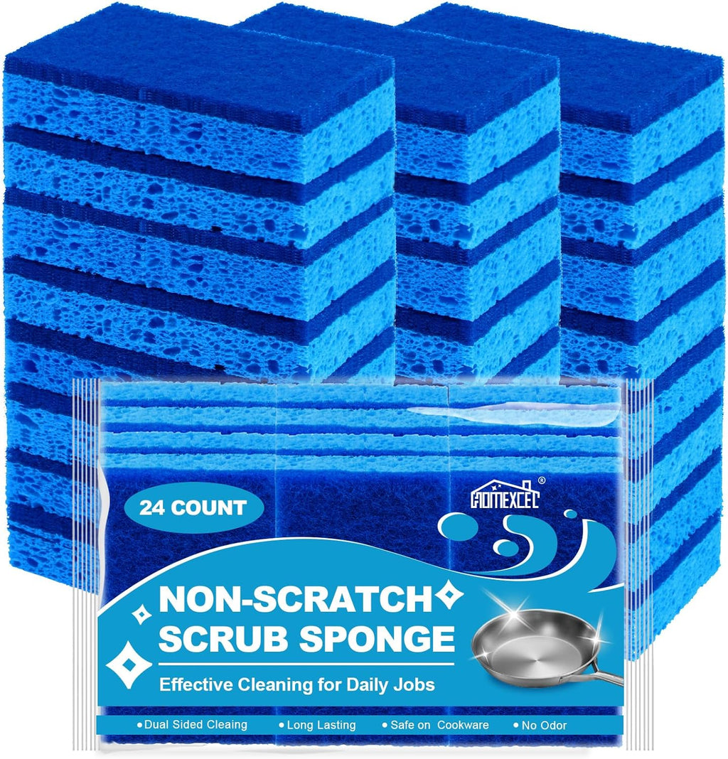 HOMEXCEL Sponges Kitchen 24 Pack, Non Scratch Scrub Dish Sponge for Dishes