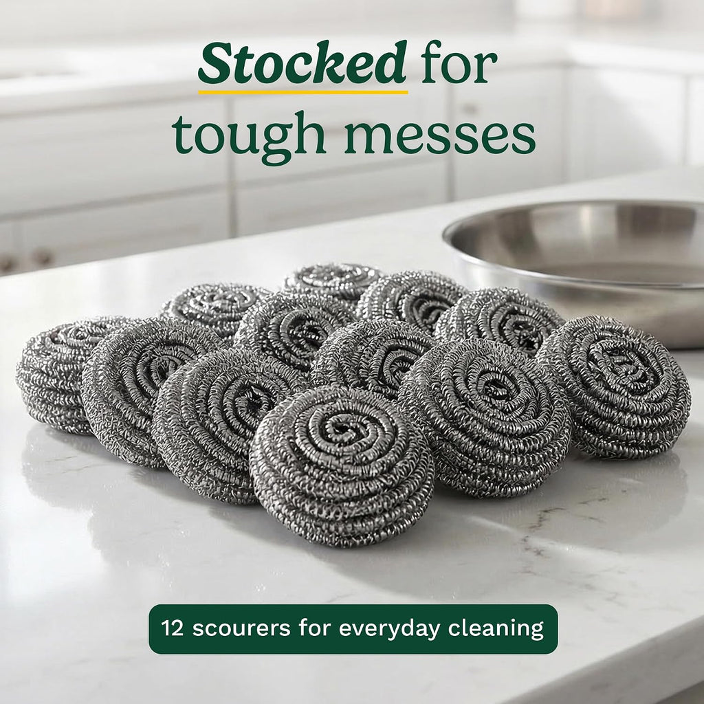 Cuisinart Stainless Steel Wool Scrubber, 12-Pack, Heavy Duty