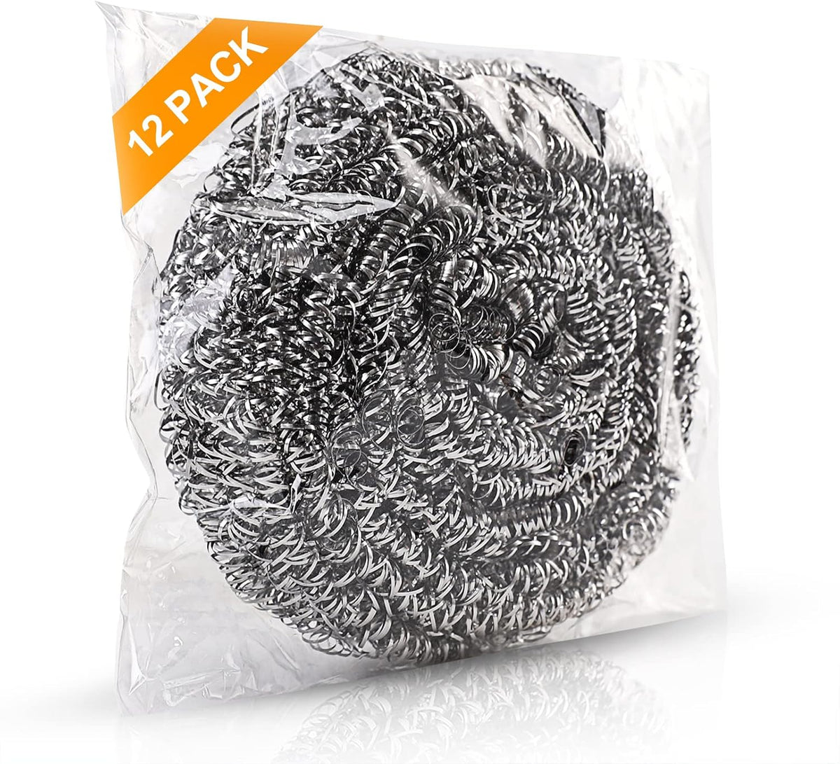 Steel Wool Scrubber for Burnt & Tough Crusts, Dried Food 12 Pack