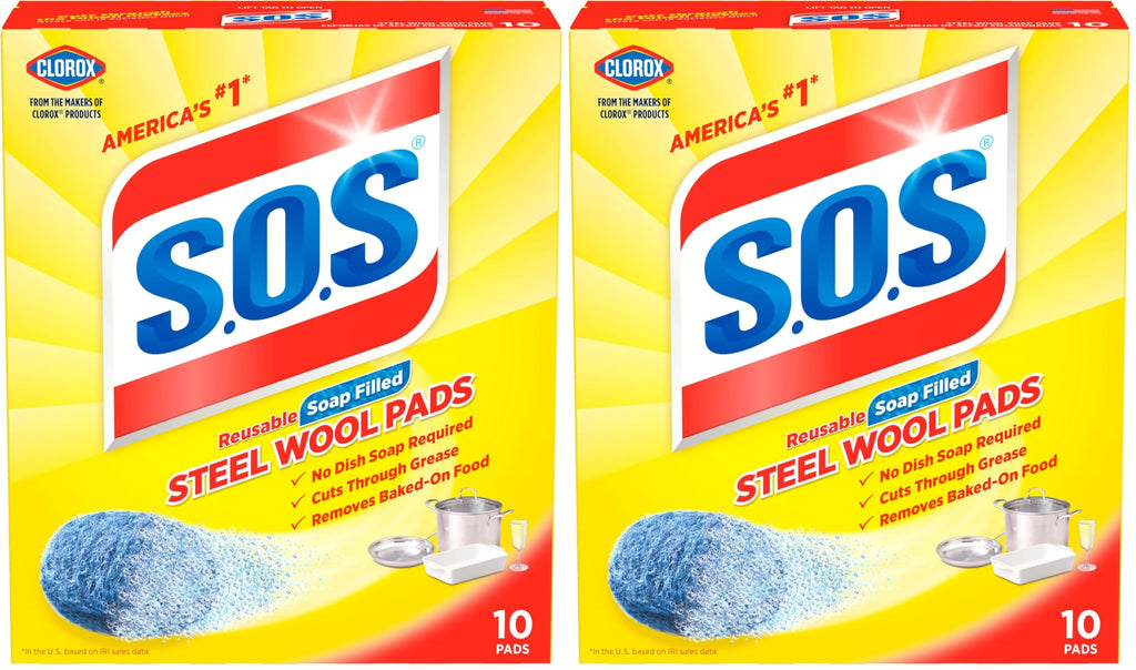 S.O.S-10002 , Steel Wool Soap Pads, 10 Ct
