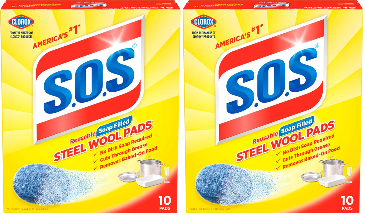 S.O.S-10002 , Steel Wool Soap Pads, 10 Ct