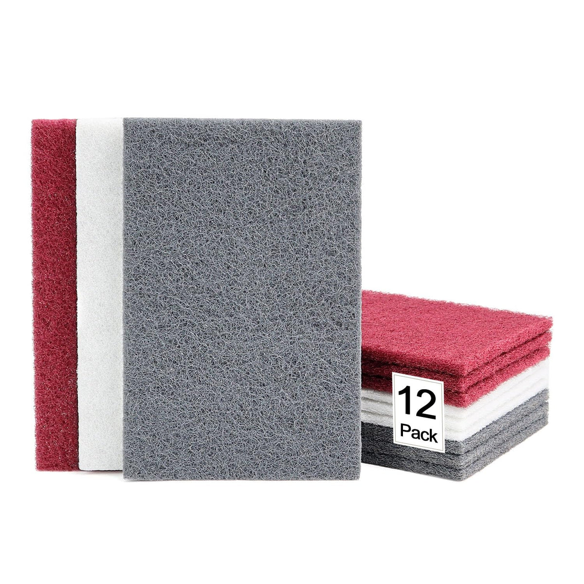 6"x9" Scuff Pads 8 Pack - 4 Maroon 320 & 4 Gray 800 Grit for Paint Prep, Auto Body & Woodworking, Non-Woven, Reusable Wet or Dry, Resists Clogging & Tearing