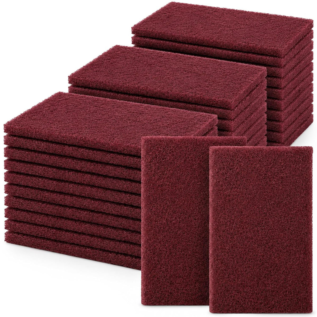 Jucoan 30 Pack Maroon Scuff Pads 6" x 9", Multipurpose Scrub Pad