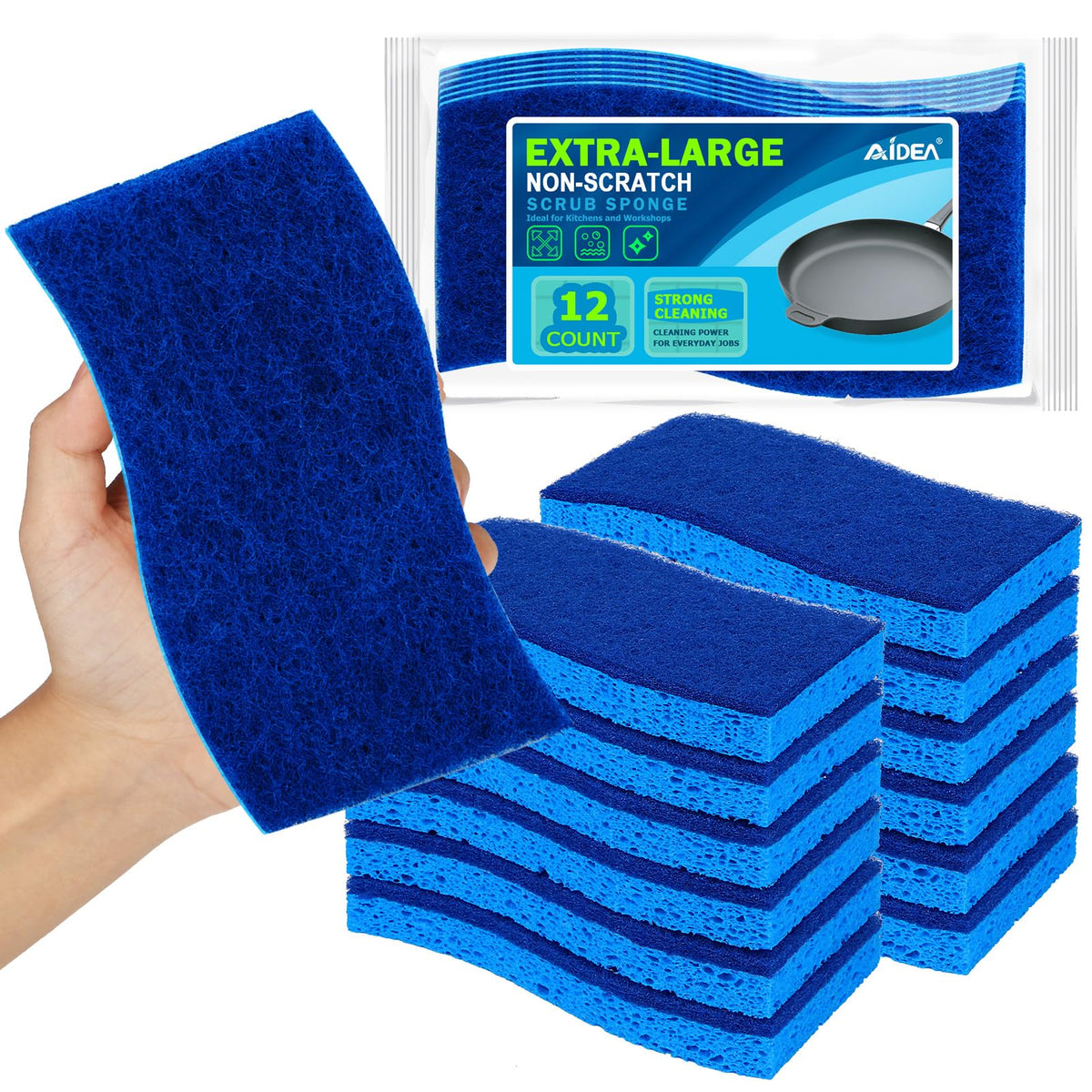 AIDEA Sponges Kitchen-6Count, Non Scratch Scrub Sponge, Dish Sponges