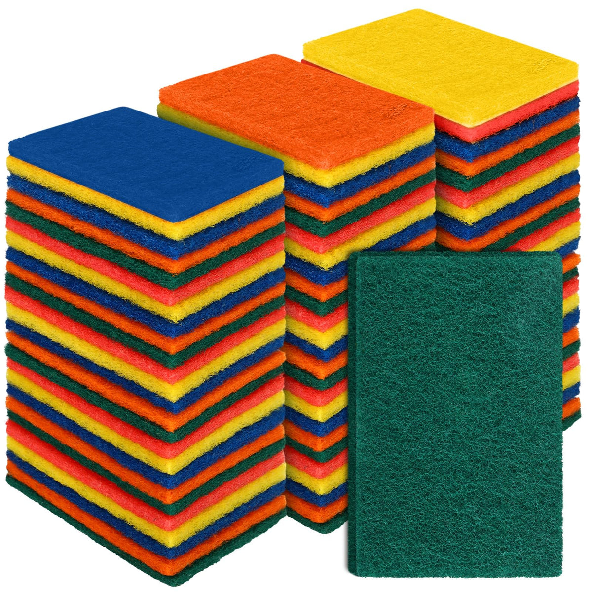 Hoolerry 100 Pcs Heavy Duty Scouring Pads Bulk for Kitchen Dish, Blue