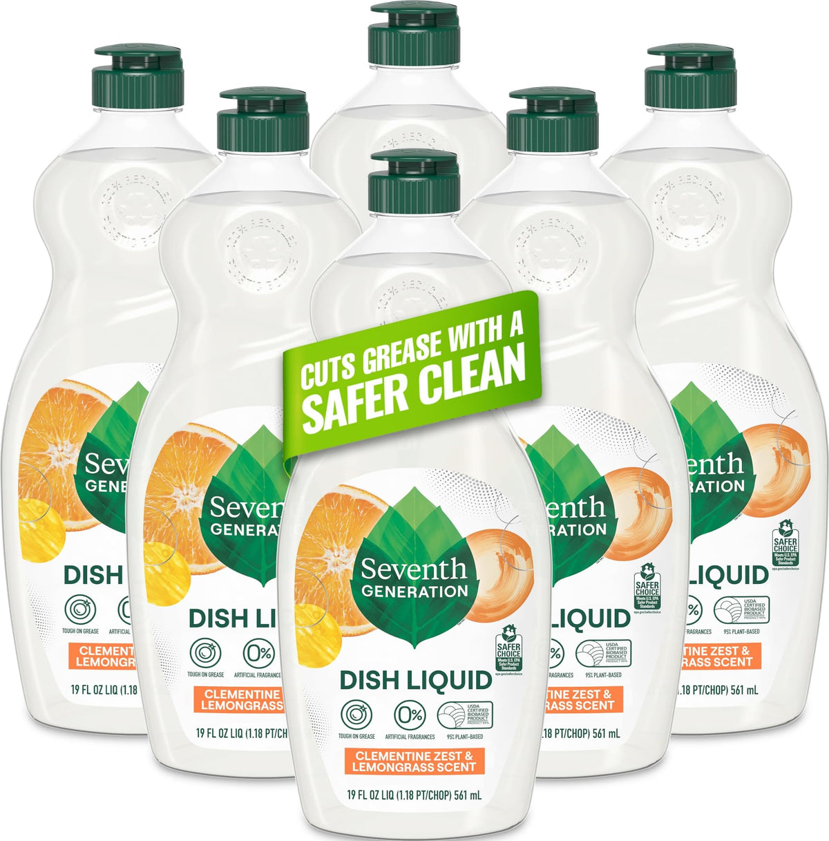 Seventh Generation Dish Soap Fresh Lime & Ginger Scent 1 count Dishwashing Soap Dish Detergent Liquid Soap 19 oz