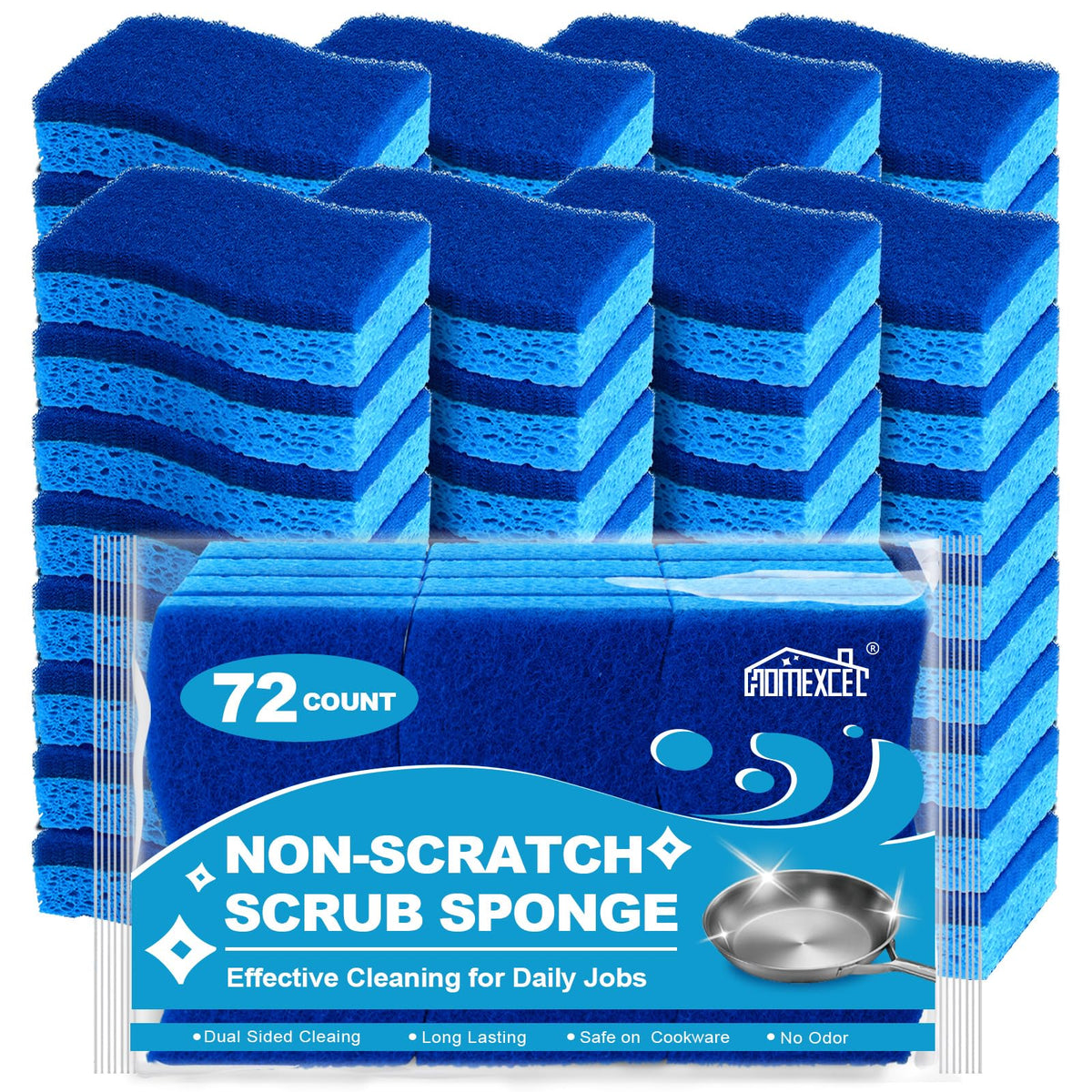 HOMEXCEL Sponges Kitchen 24 Pack, Non Scratch Scrub Dish Sponge for Dishes