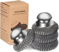 4pcs Steel Wool Scrubber with Replacement Wire Sponge Pads, Steel Scrubber