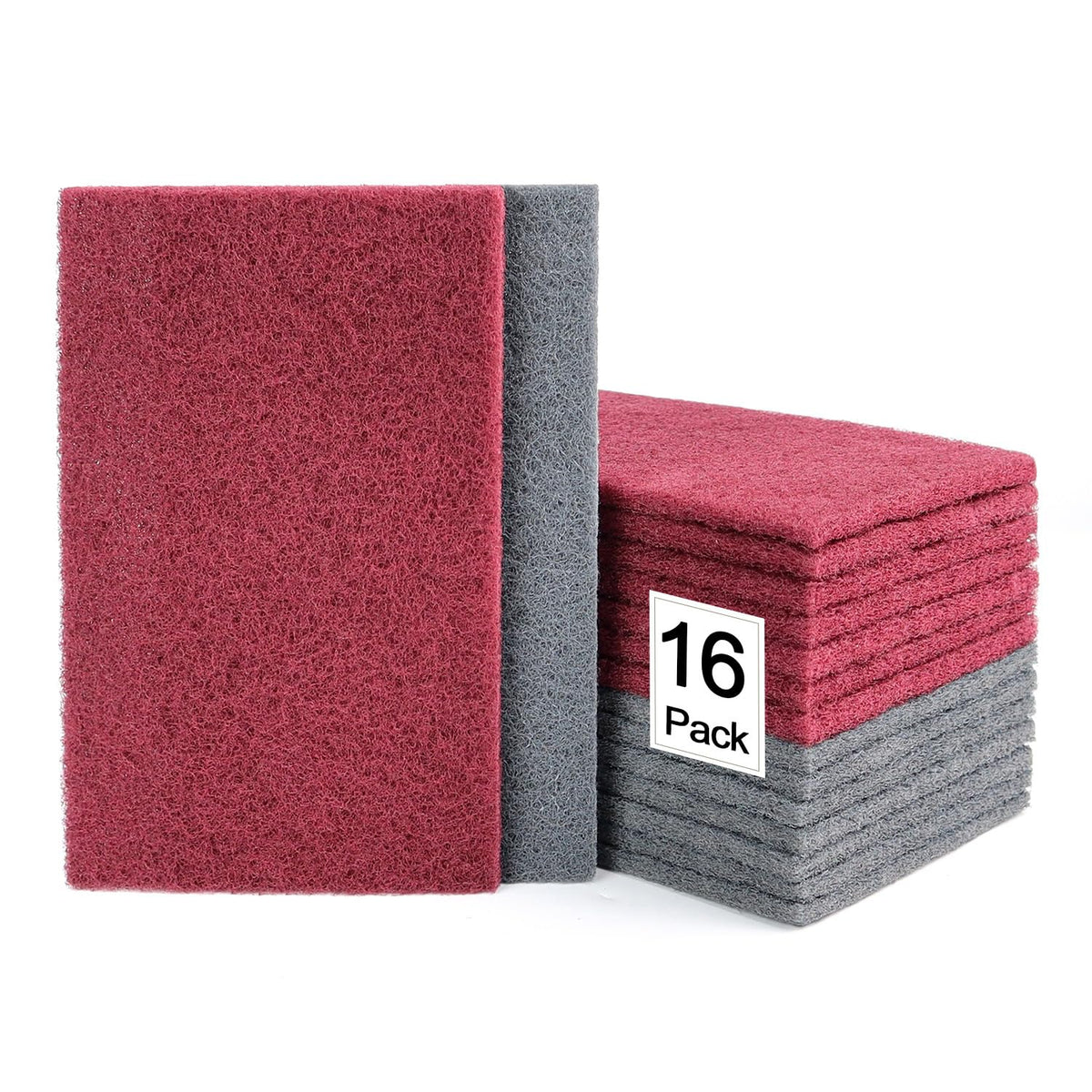 6"x9" Scuff Pads 8 Pack - 4 Maroon 320 & 4 Gray 800 Grit for Paint Prep, Auto Body & Woodworking, Non-Woven, Reusable Wet or Dry, Resists Clogging & Tearing
