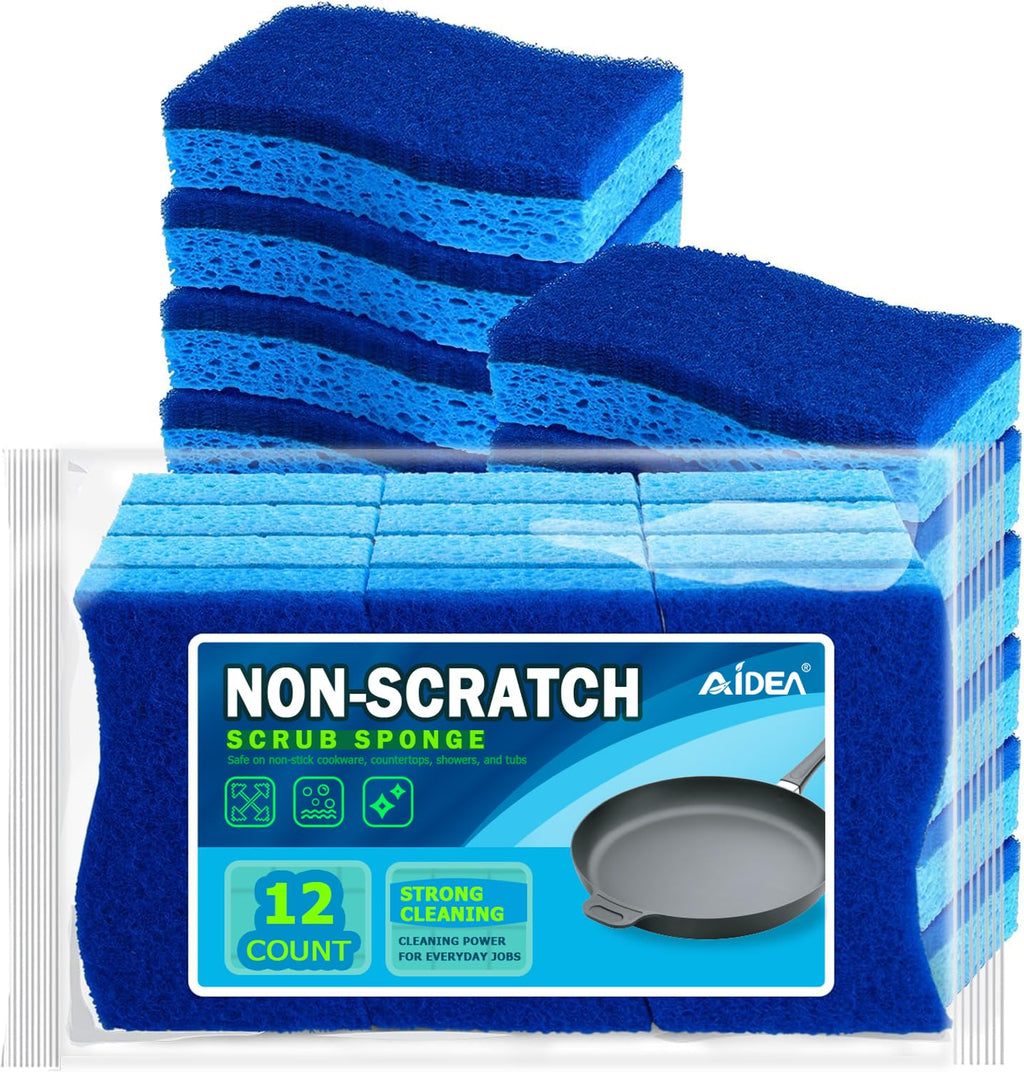 AIDEA Non Scratch Scrub Sponge-24Count, Sponges Kitchen, Sponges for Dishes