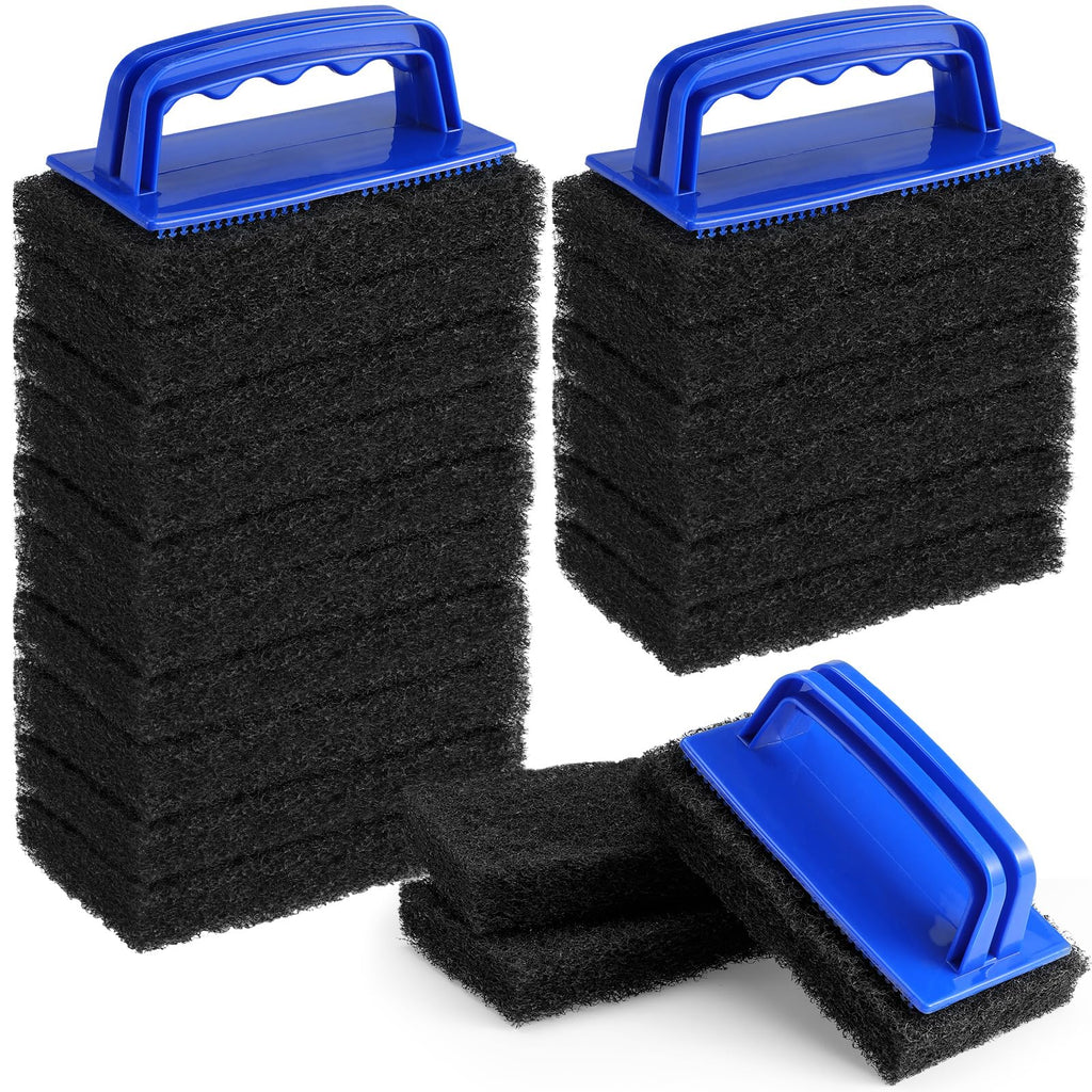 Maxdot 18 Pcs Handled Bath Scrubber Sponge Scrub Pad with Handle Cleaning