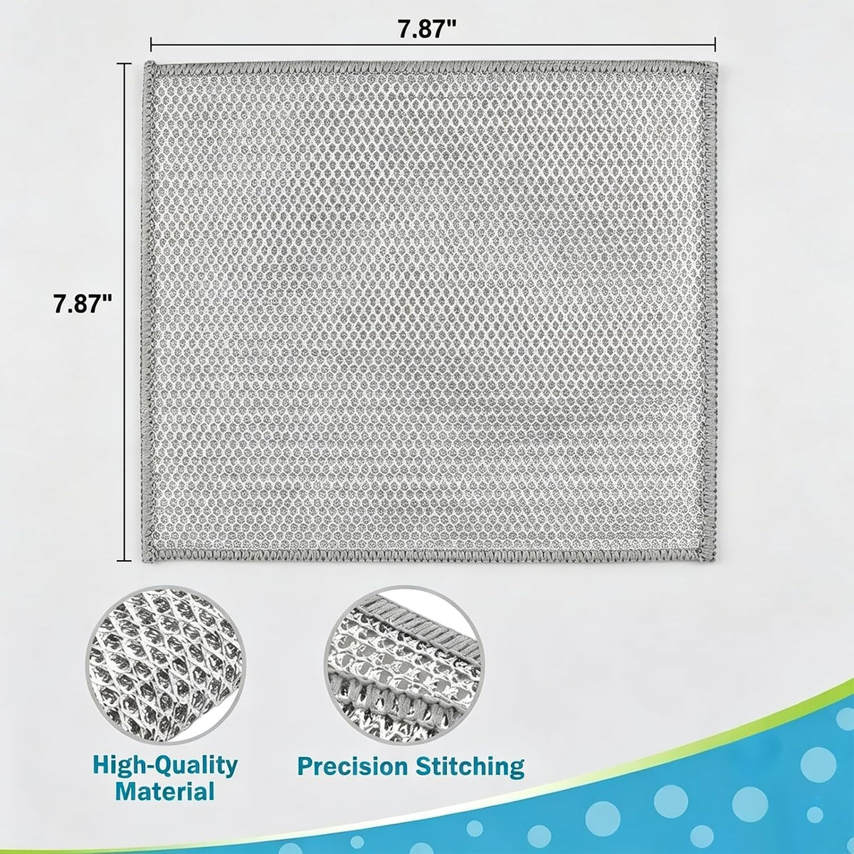 Non-Scratch Wire Dishcloth 50PK - Steel Wool Dishwashing Rags for Kitchen and Bathroom, Durable Cleaning Pads for Cookware and Sinks, Dry and Wet Use