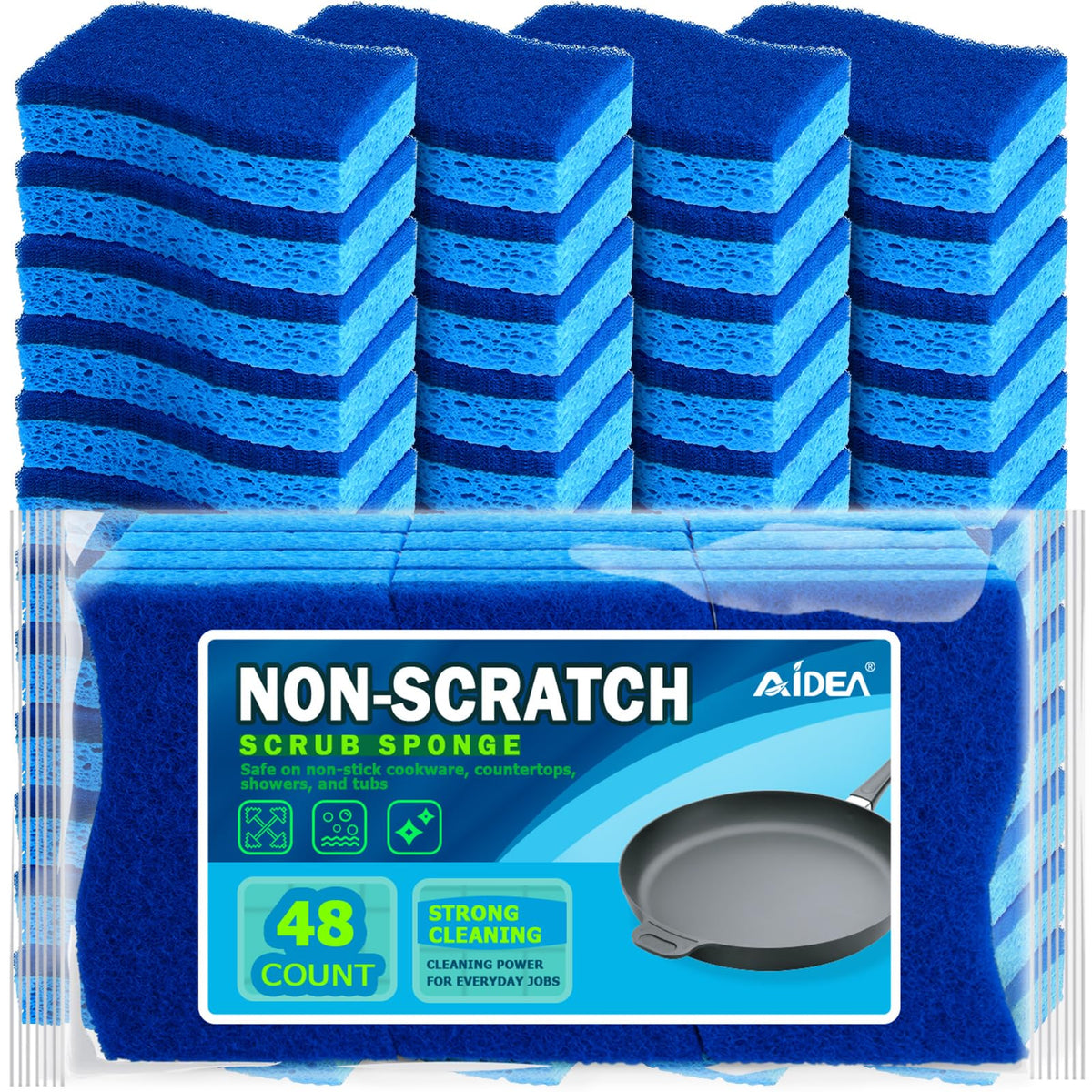AIDEA Sponges Kitchen, Heavy Duty Scrub Sponge-24Count, Sponges for Dishes