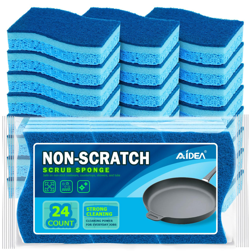 AIDEA Sponges Kitchen, 6Count, Heavy-Duty Scrub Sponges, Sponge for Dishes