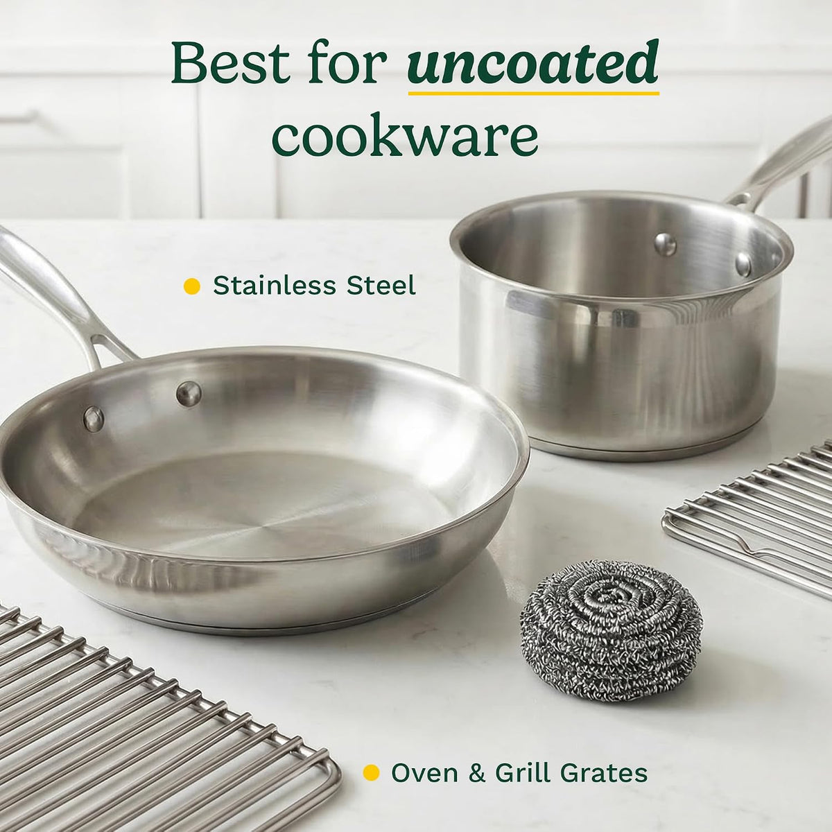 Cuisinart Stainless Steel Wool Scrubber, 12-Pack, Heavy Duty