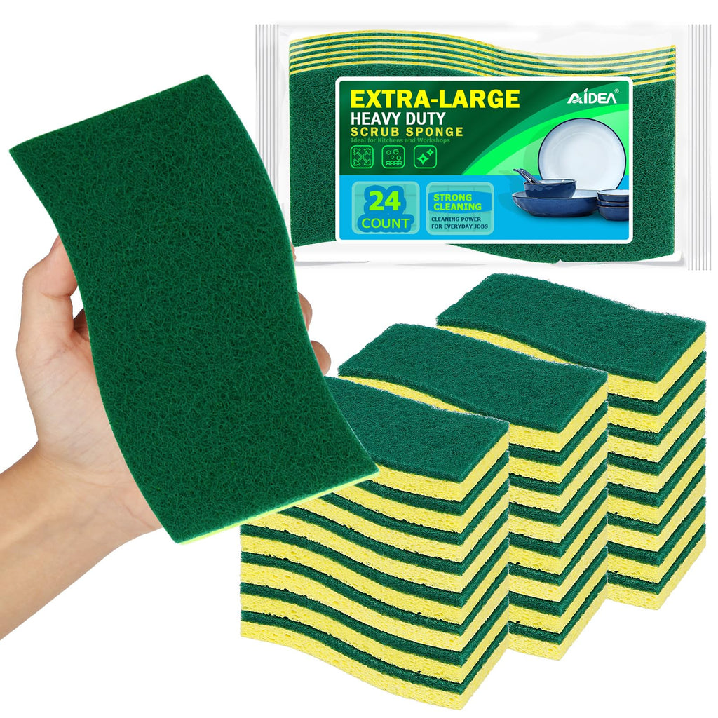AIDEA Sponges Kitchen, 6Count, Heavy-Duty Scrub Sponges, Sponge for Dishes