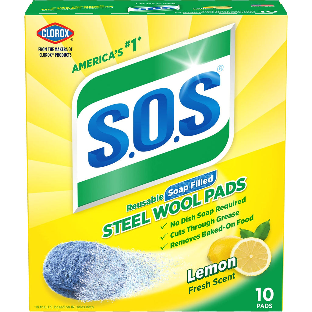 S.O.S Steel Wool Soap Pads, Lemon Fresh, 10 Count