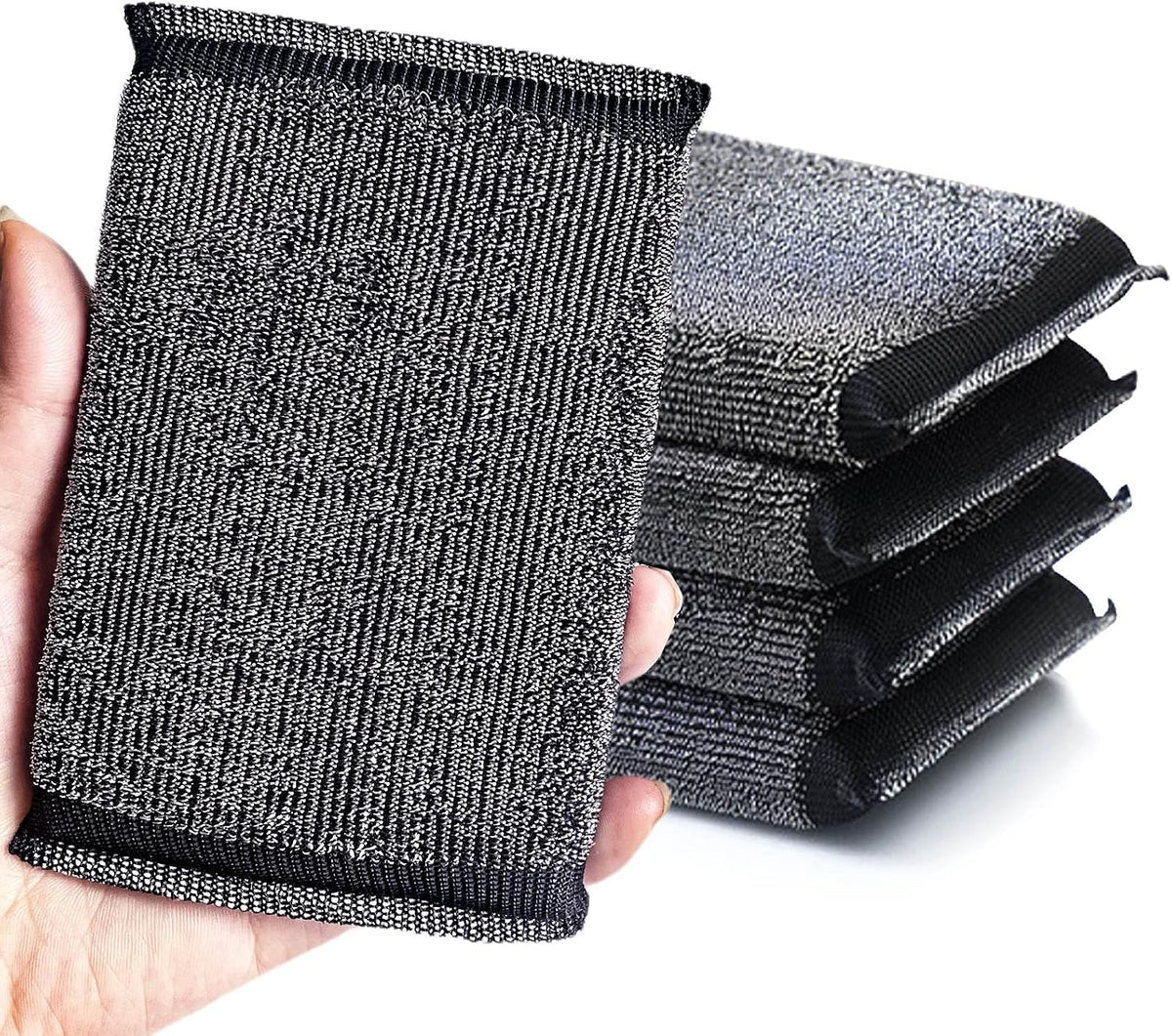 Kitchen Sponges for Dishes - Steel Wool Scrubber Sponges for Kitchen Heavy Duty Non-Scratch Scrubbing Cleaner (6 Pack)