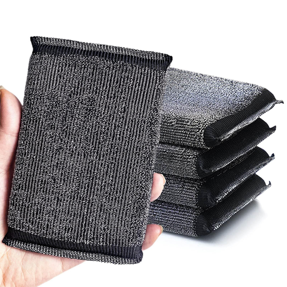 Kitchen Sponges for Dishes - Steel Wool Scrubber Sponges for Kitchen Heavy Duty Non-Scratch Scrubbing Cleaner (6 Pack)