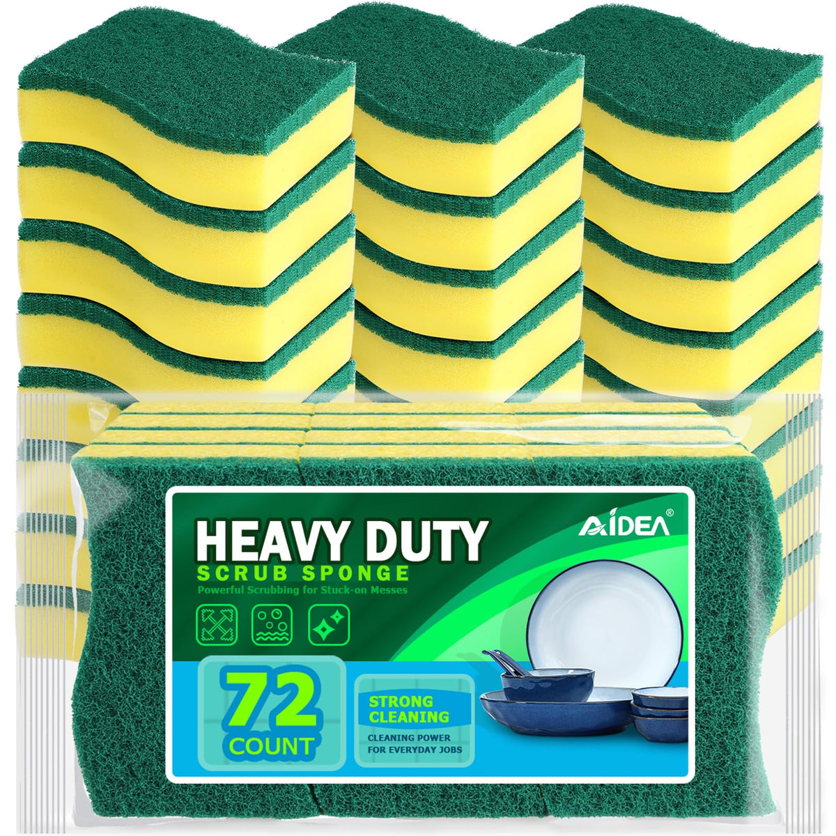 AIDEA Sponges Kitchen, 24 PK Heavy Duty Dish Sponges Kitchen, Scrub Sponges