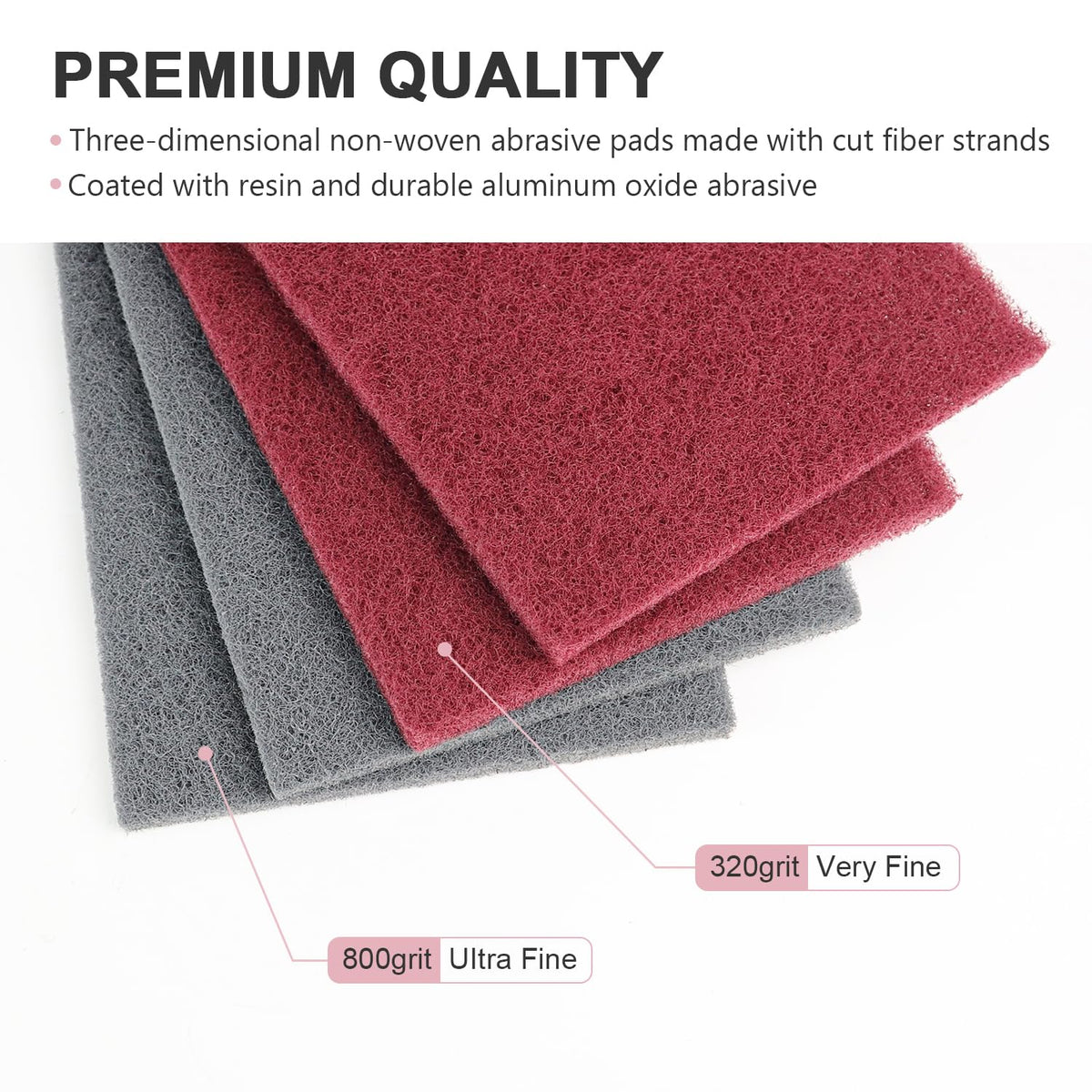 6"x9" Scuff Pads 8 Pack - 4 Maroon 320 & 4 Gray 800 Grit for Paint Prep, Auto Body & Woodworking, Non-Woven, Reusable Wet or Dry, Resists Clogging & Tearing
