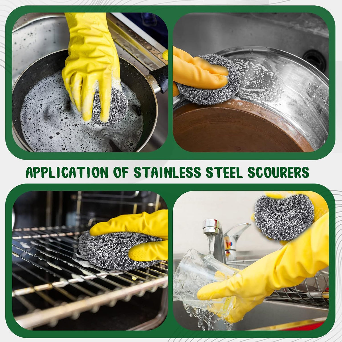 Yinkin 100 Pack Stainless Steel Scrubber Steel Wool Scouring Pads, Silver