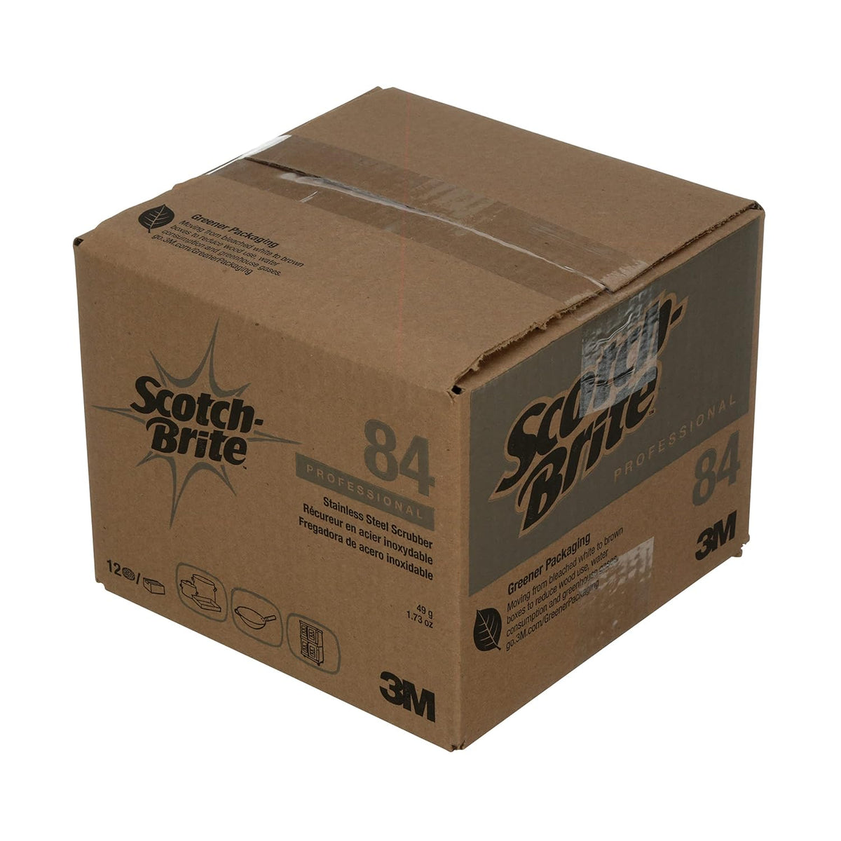3M Scotch-Brite Stainless Steel Scrubber 84, 1.75 Oz, 12/Case