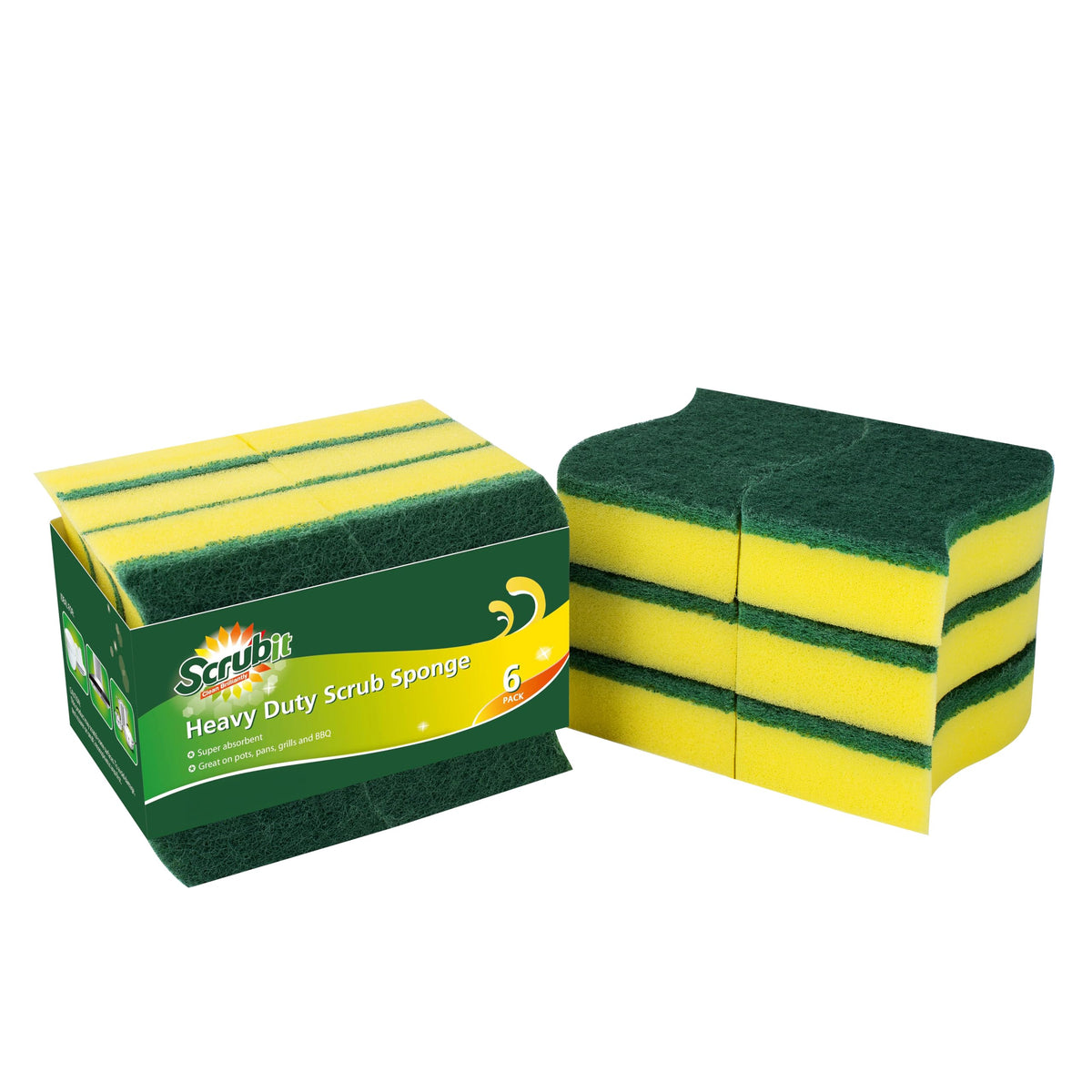 (24 Pack) Heavy Duty Scrub Sponges by SCRUBIT – Kitchen Dish, Sink and Bathroom Cleaning Scrubber Sponge - with Non-Smell Scouring Pad [New Packaging]