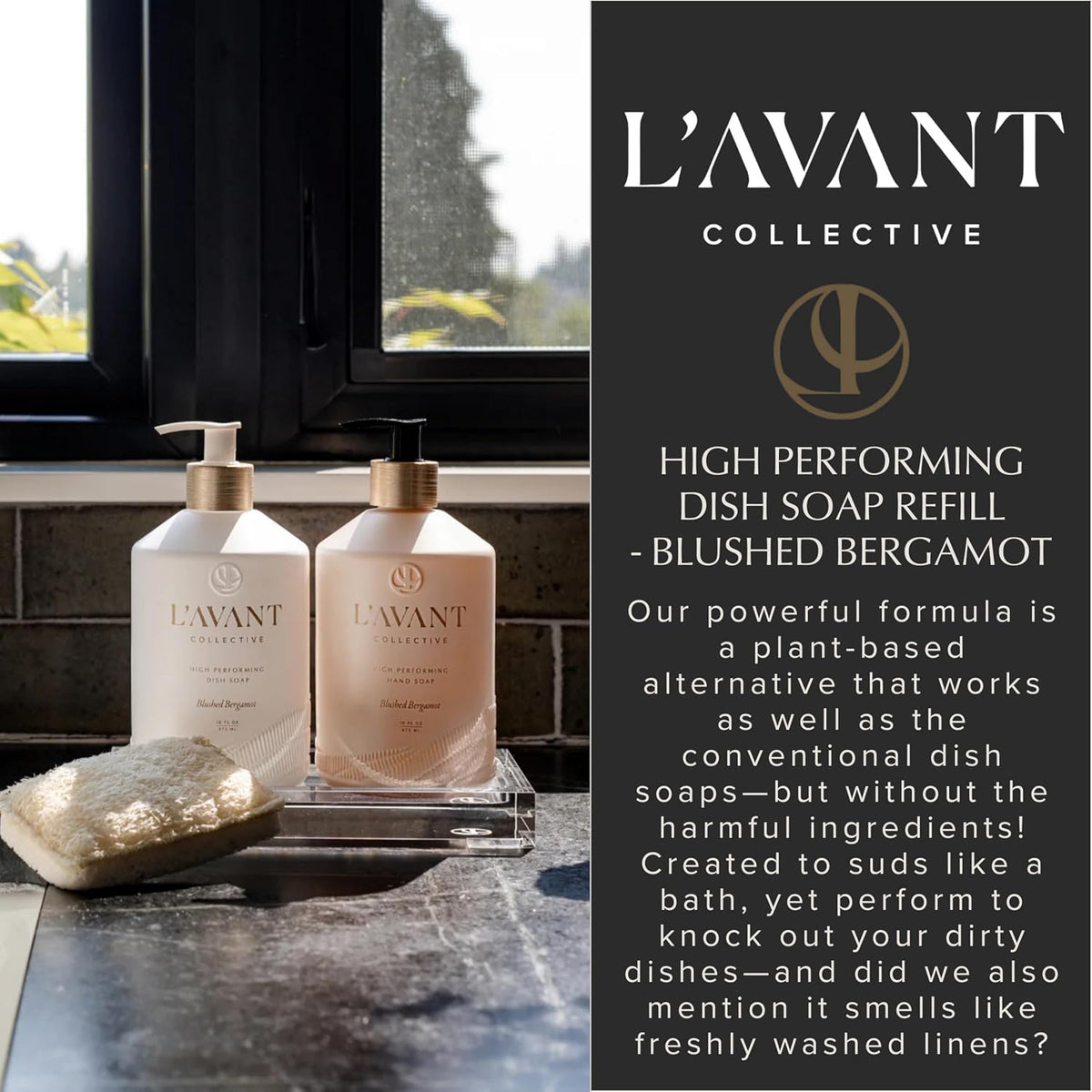 L'AVANT Collective Dish Soap Refill 32oz, Plant-Based, Blushed Bergamot
