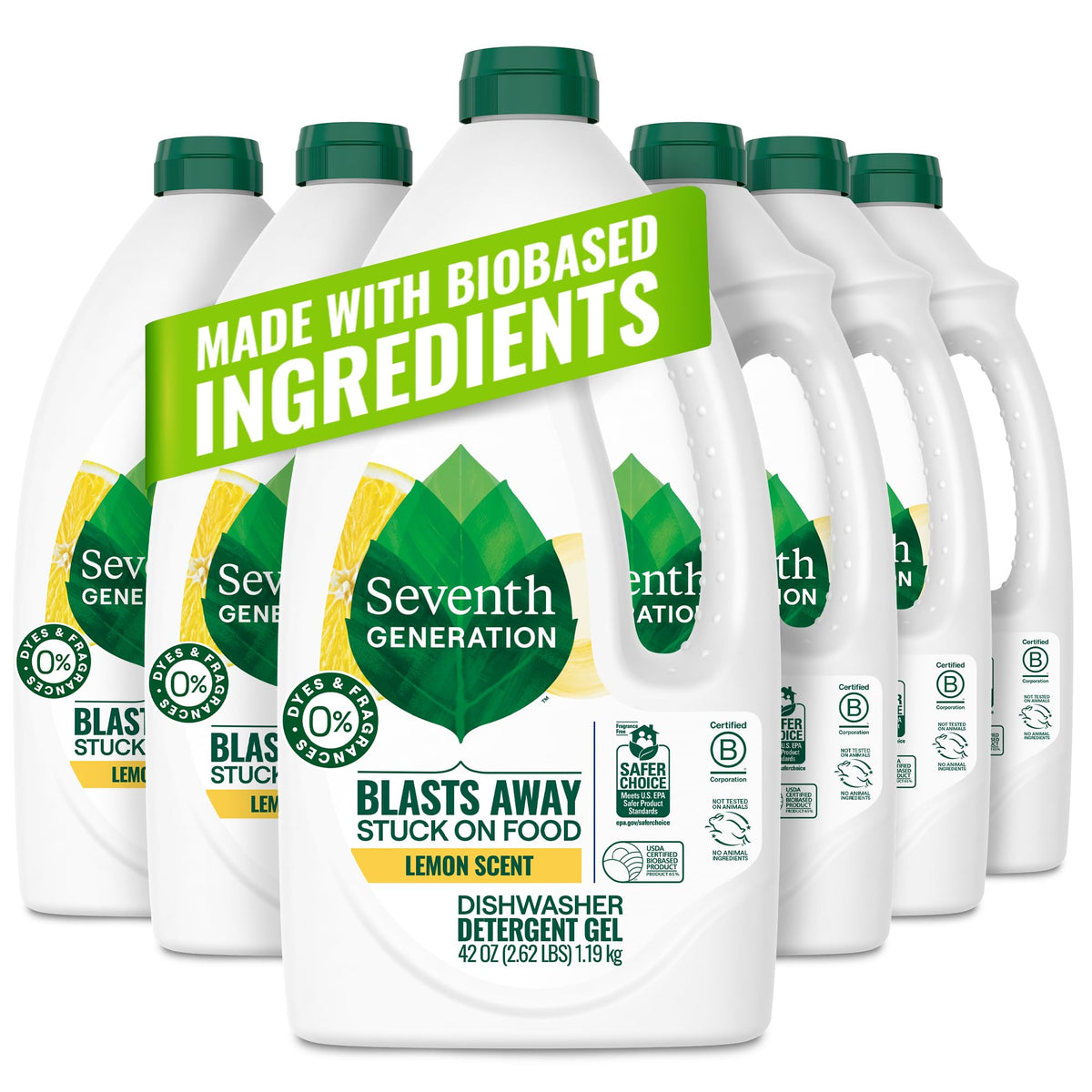 Seventh Generation Dishwasher Detergent Gel Free & Clear Dish Detergent Liquid Soap 42 Oz Pack Of 6
