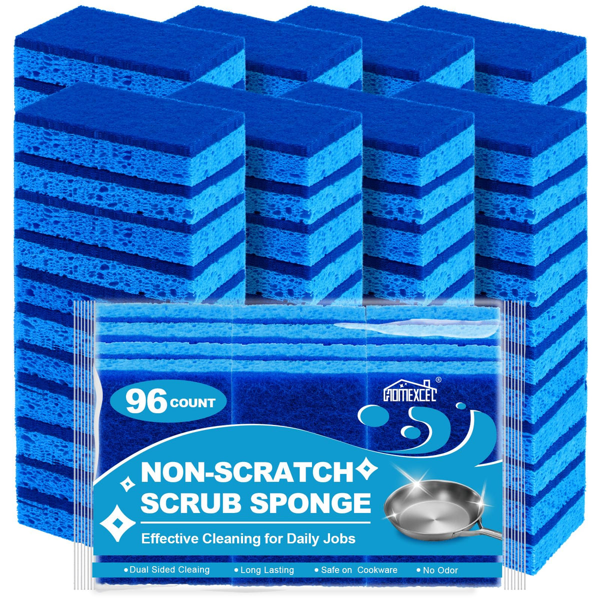 HOMEXCEL Sponges Kitchen 24 Pack, Non Scratch Scrub Dish Sponge for Dishes