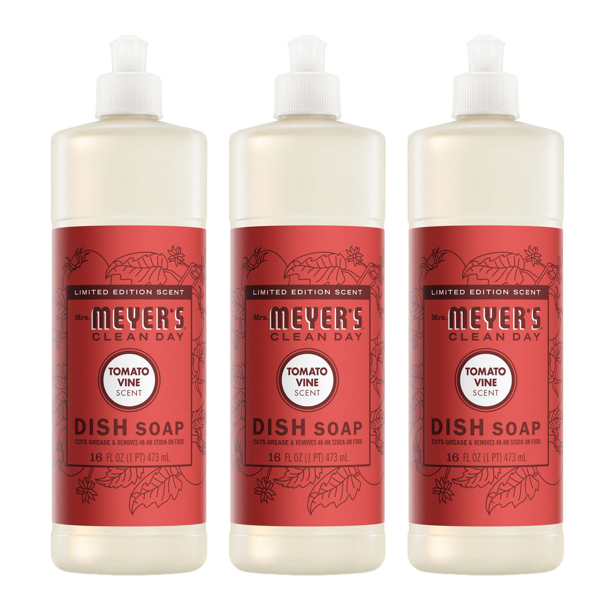 MRS. MEYER'S CLEAN DAY Liquid Dish Soap, Fresh Cut Grass, 16 fl oz, 3 Pack