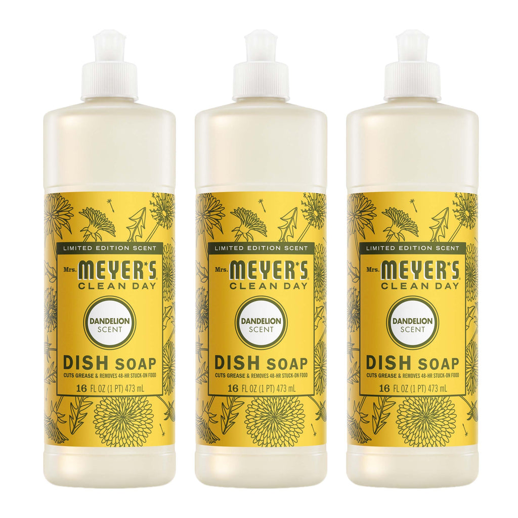 MRS. MEYER'S CLEAN DAY Liquid Dish Soap, Fresh Cut Grass, 16 fl oz, 3 Pack