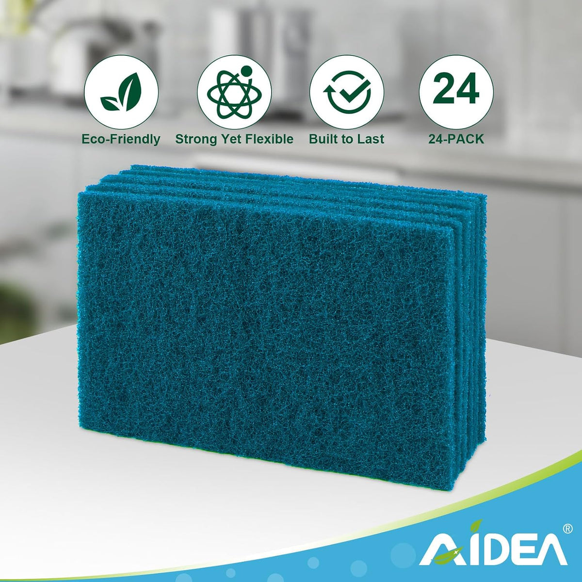 AIDEA Non-Scratch Scouring Pads 24PK, Dish Scrubber Pads, 5.5in*3.5in