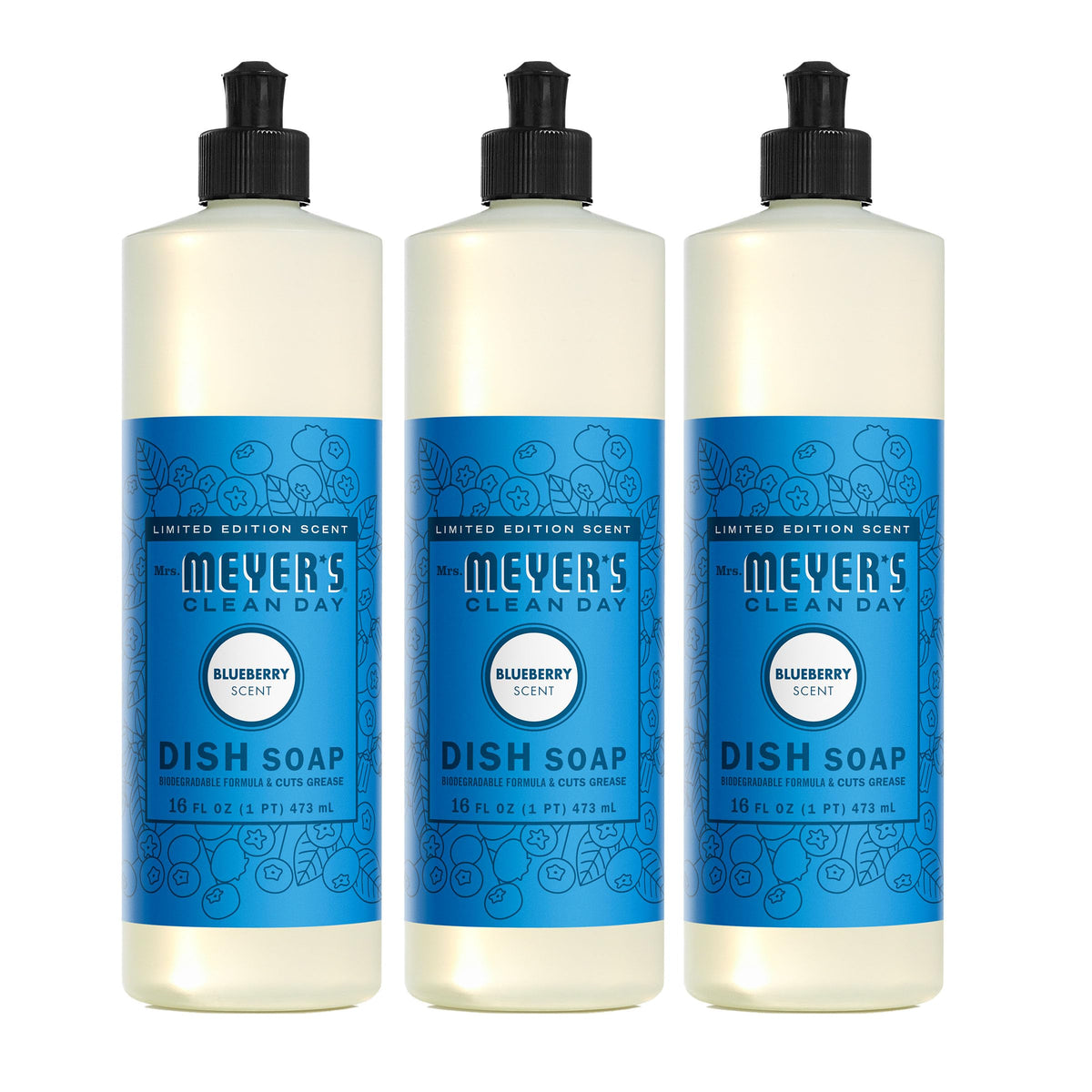 MRS. MEYER'S CLEAN DAY Liquid Dish Soap, Fresh Cut Grass, 16 fl oz, 3 Pack