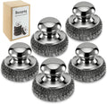 Steel Wool Scrubber with Handle, Stainless Steel, 5 Pack, for Cast Iron, Pots, Pans, Grill, Stoves, Sink (Sliver, M)