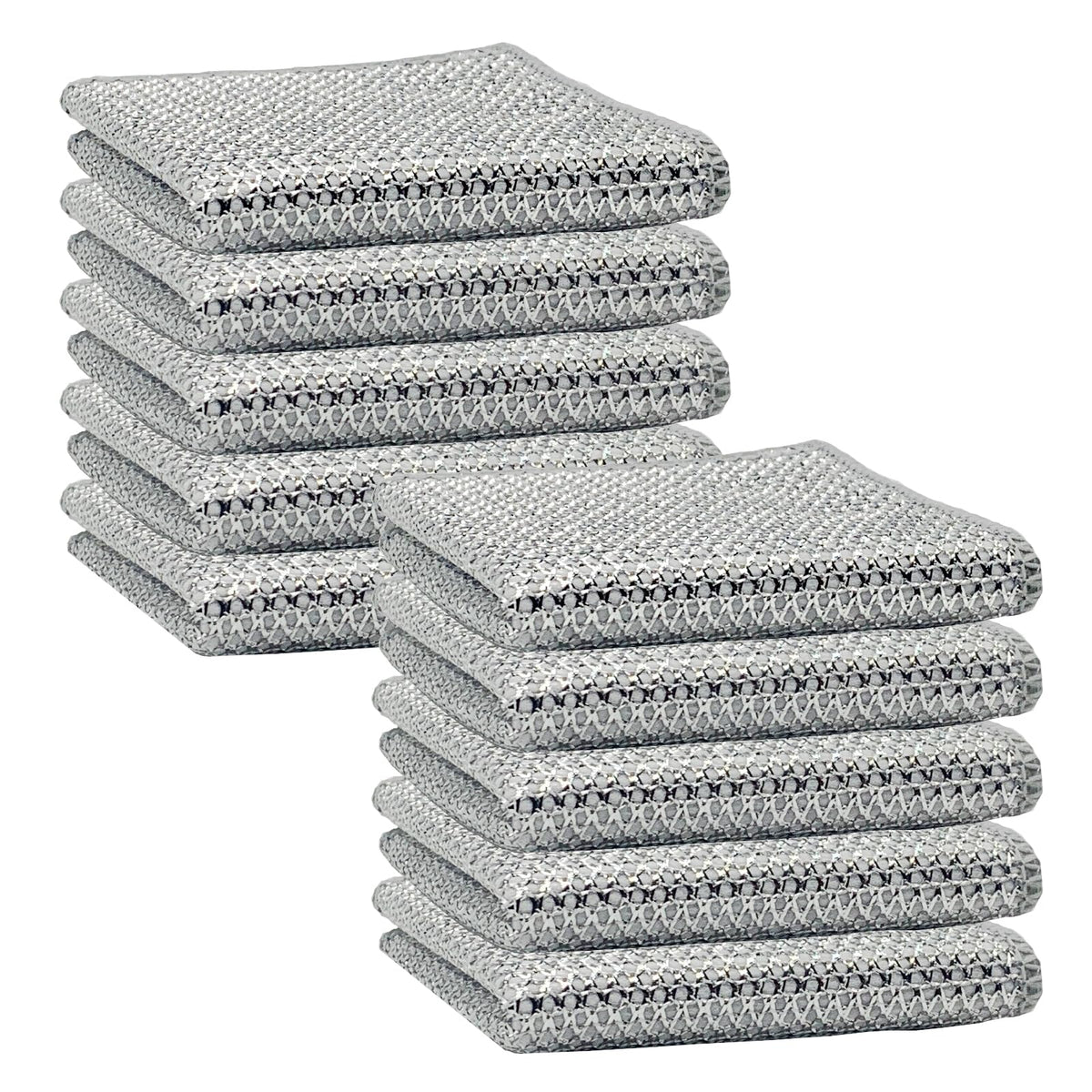6 Pack Non Scratch Wire Dishcloth, 3-Layer Silver Wire Cleaning Cloths, Reusable Dish Rags for Washing Dishes, Pots, Pans, Cookware, Sinks and Stove Tops, 7.8 x 7.8 Inch